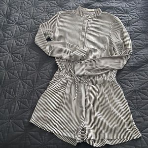 NWT | The Hanger | black & white | striped | tie-waist | shorts romper